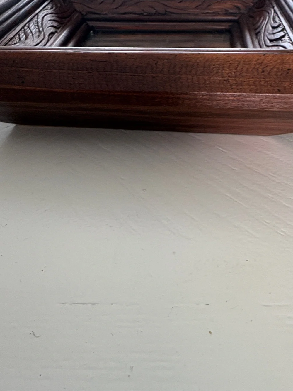 Wooden Carved Square Wall Mirror - Brown
